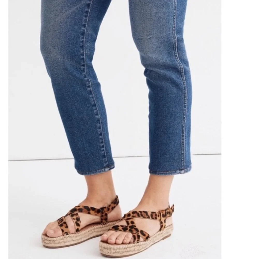 NEW MADEWELL The Malia Espadrille Sandal in Leopard Calf Hair